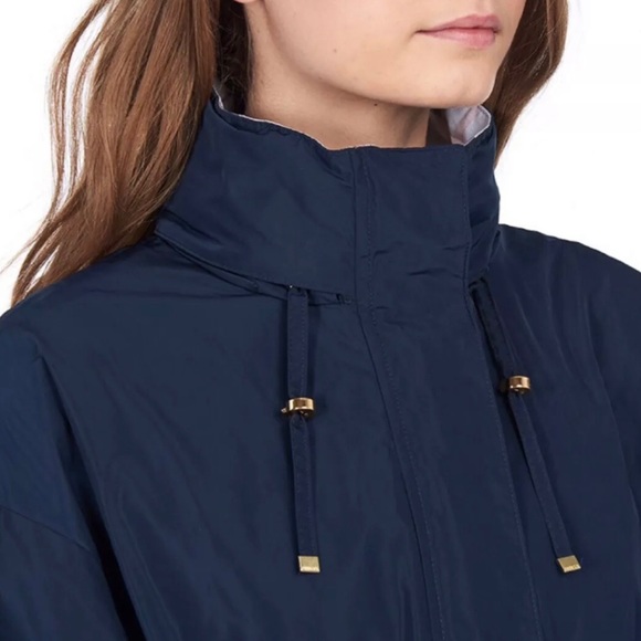Barbour Harper Showerproof Waterproof Rain Jacket Coat Blue Long - Picture 5 of 8